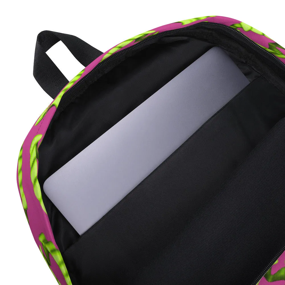 Pink Neon Green Vampire Fang Teeth Backpack