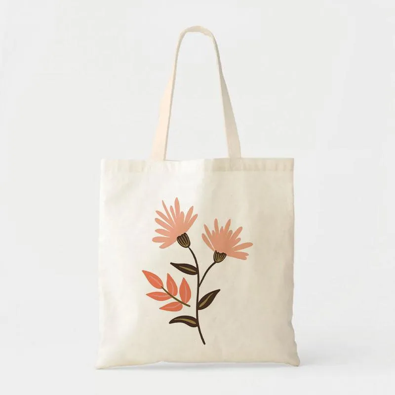 PINK-ORANGE DAISY CANVAS BAG