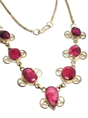 Pink Spinel faceted gemstone vintage tribal bali necklace