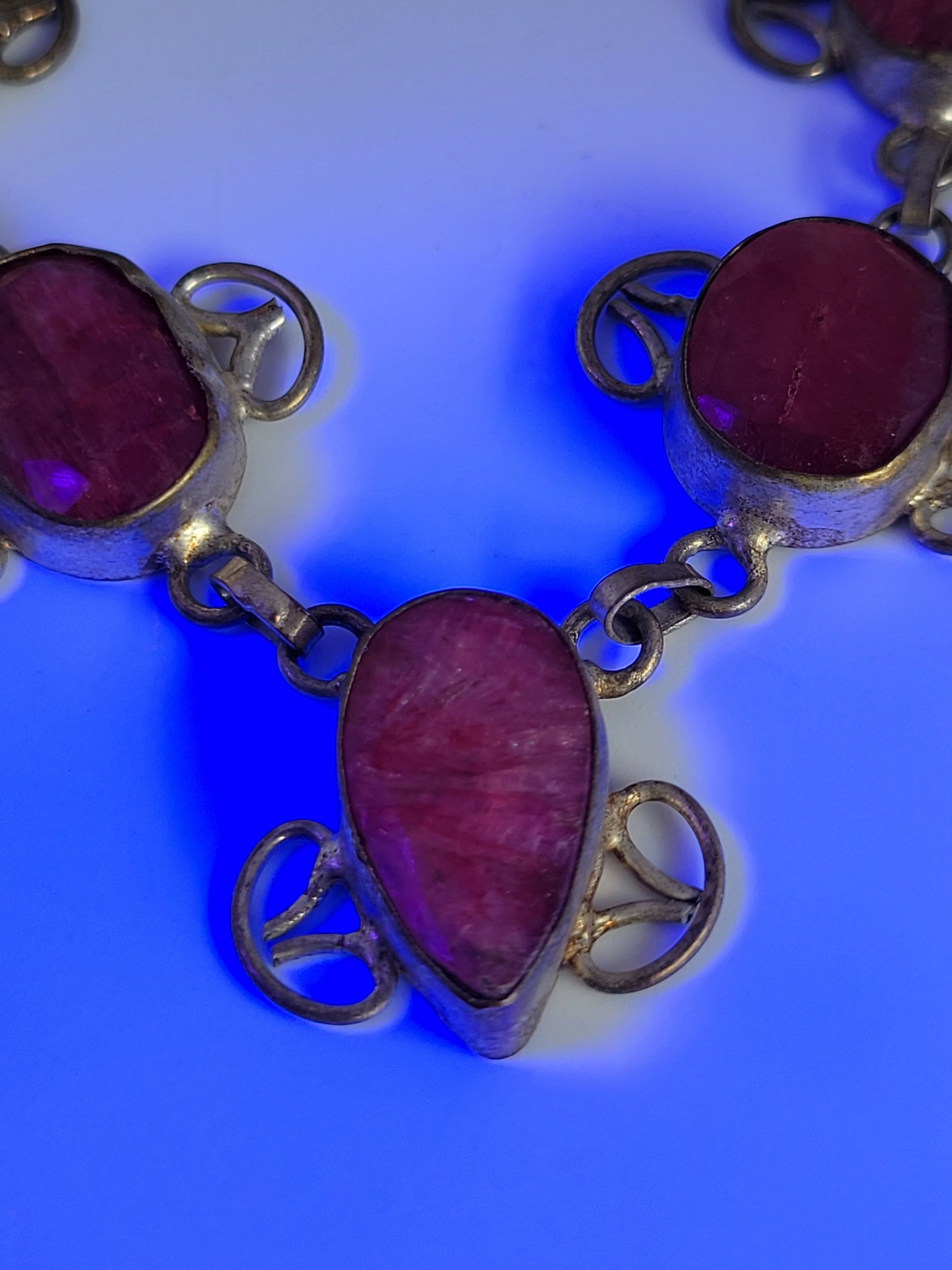 Pink Spinel faceted gemstone vintage tribal bali necklace