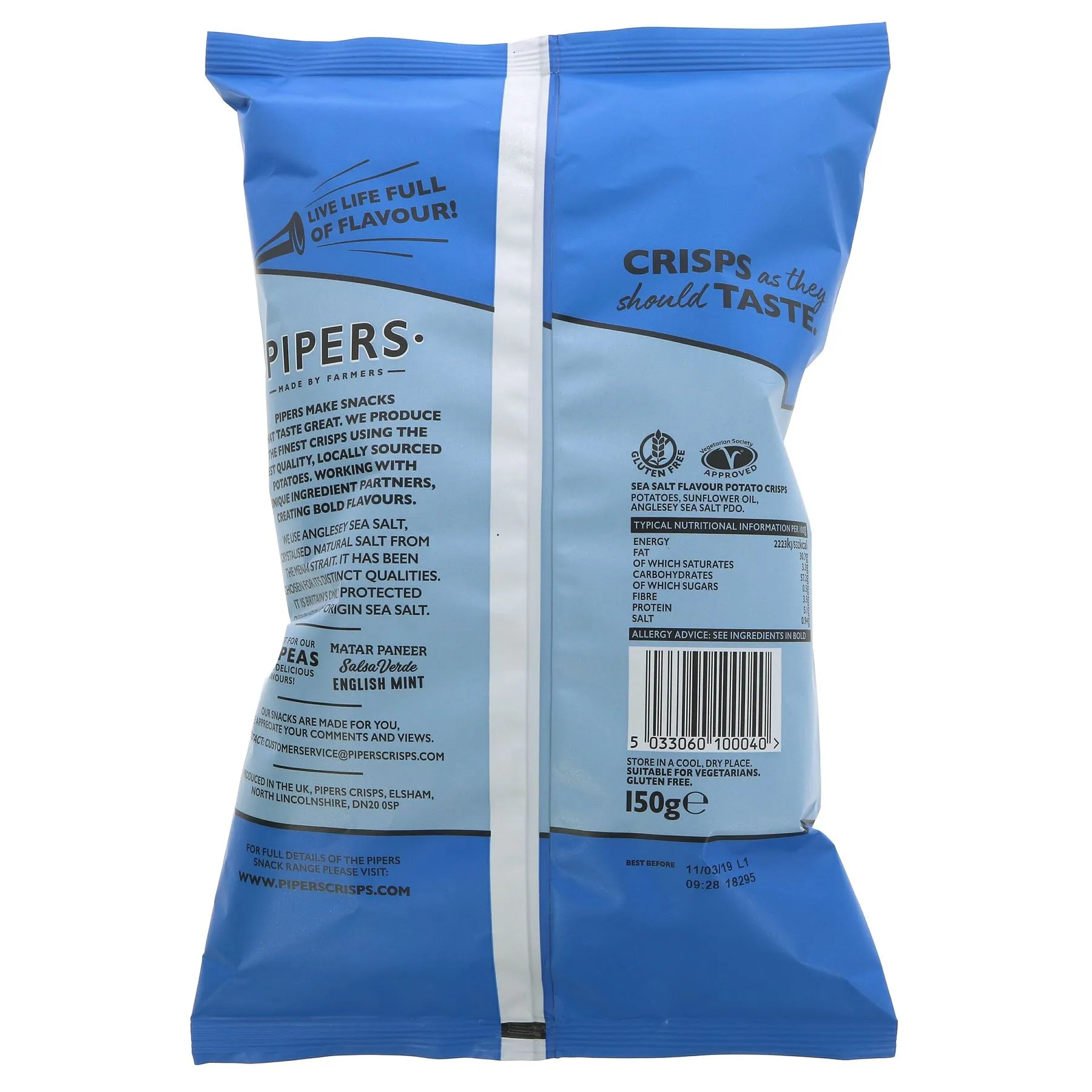 Pipers Crisps | Anglesey Sea Salt | 150G