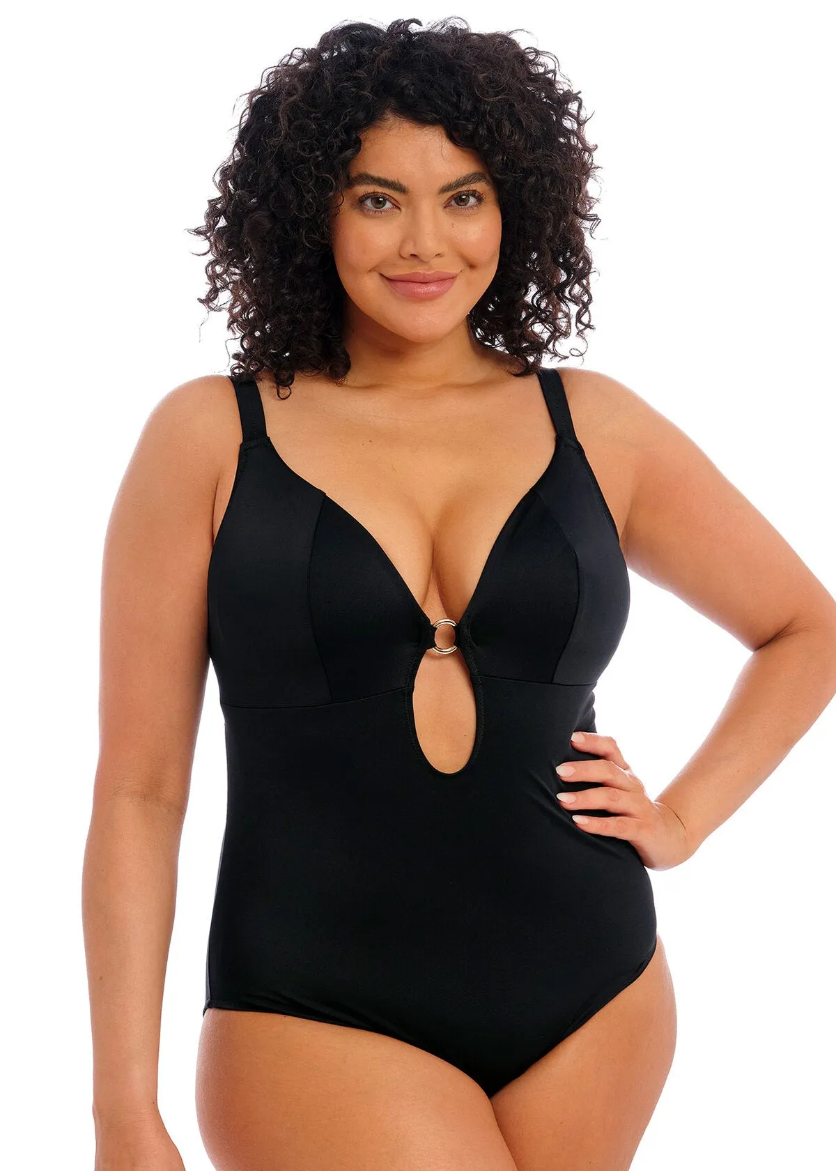 Plain Sailing Non Wired Plunge Swimsuit In Black - Elomi