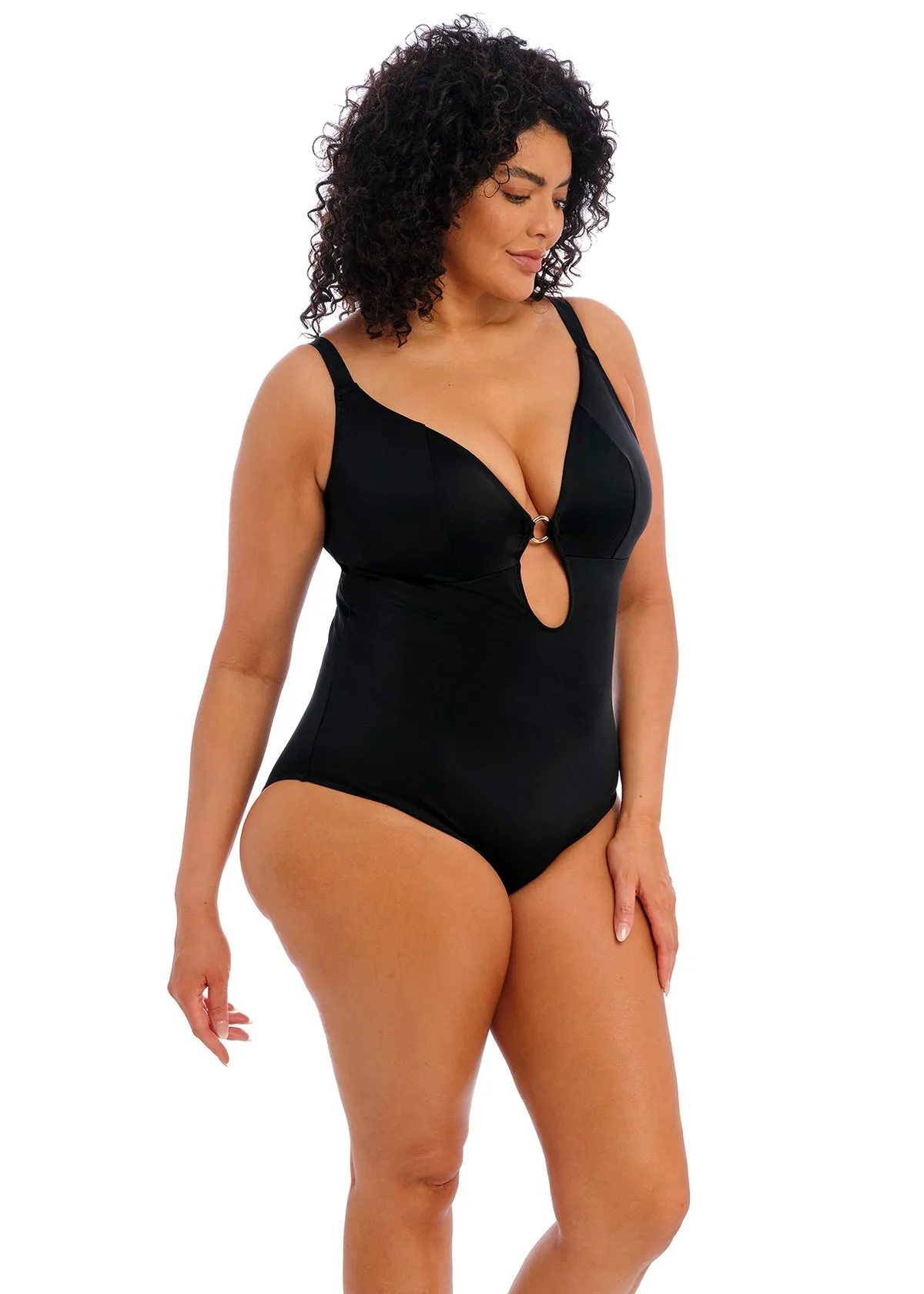 Plain Sailing Non Wired Plunge Swimsuit In Black - Elomi