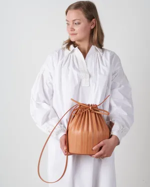 pleated bucket bag - cammello/rosa