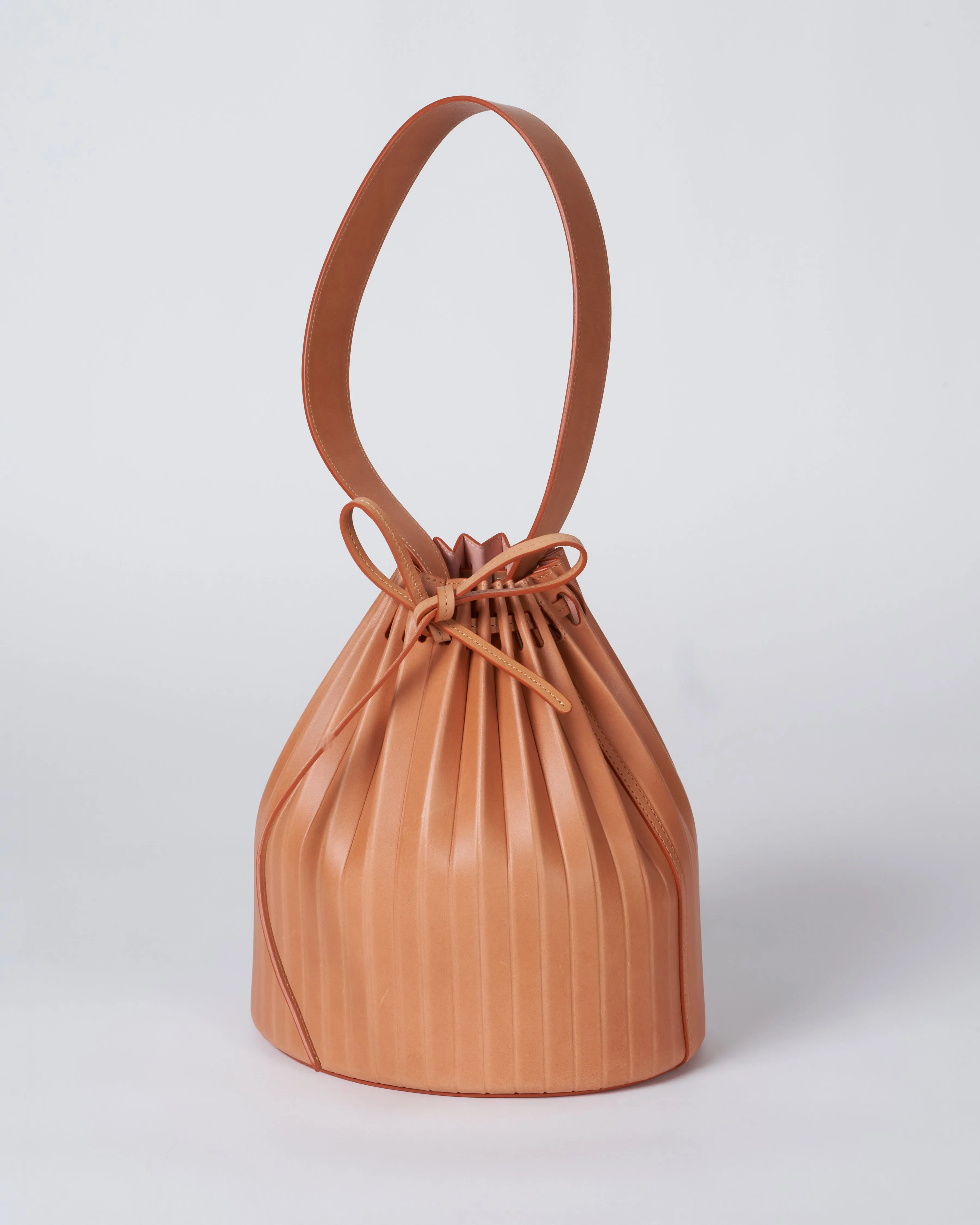pleated bucket bag - cammello/rosa