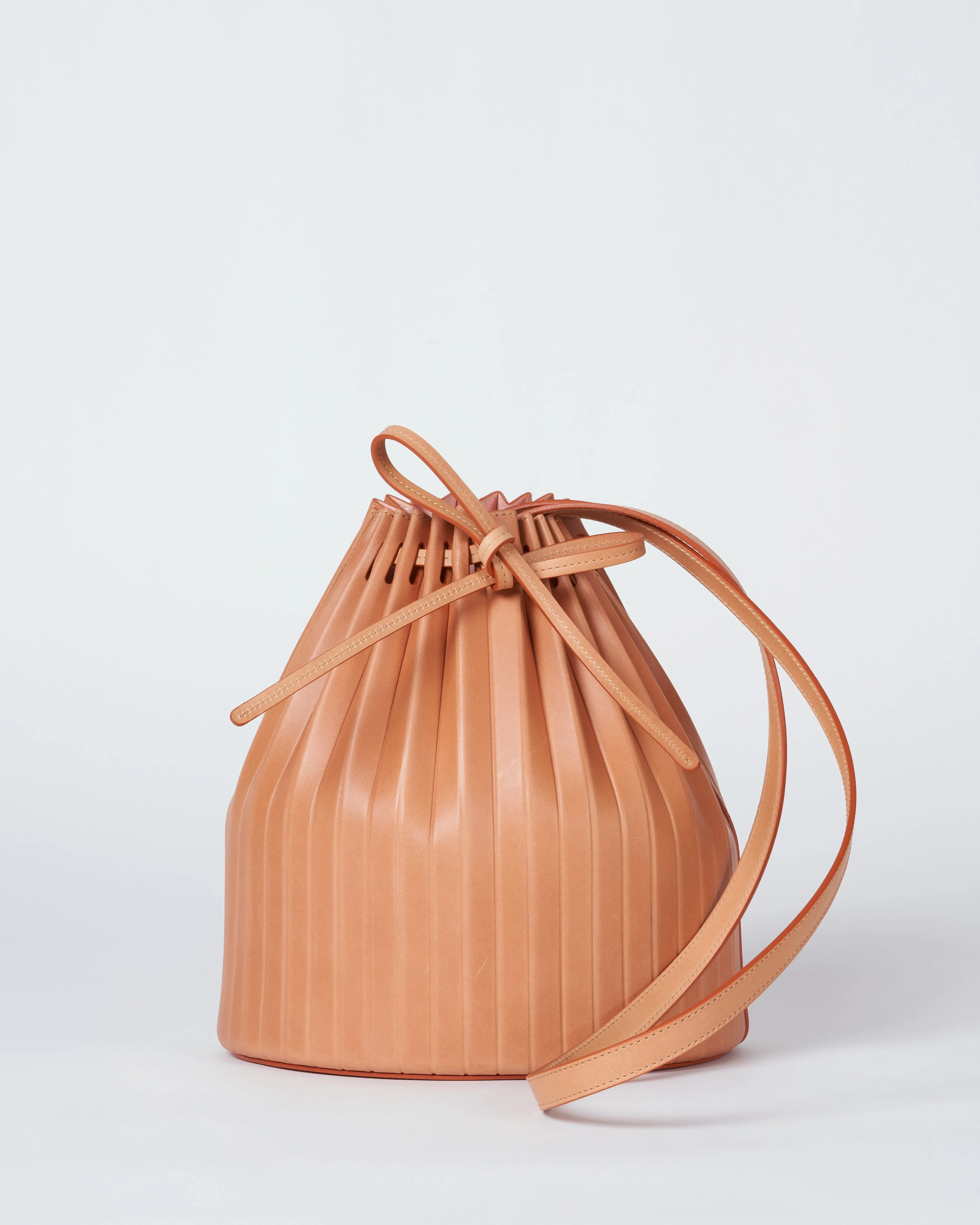pleated bucket bag - cammello/rosa
