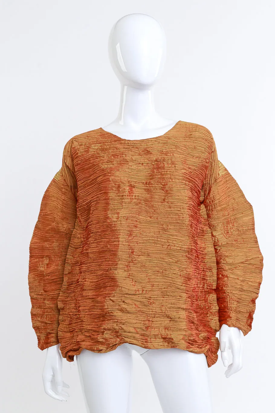 Plissé Iridescent Drop Shoulder Top