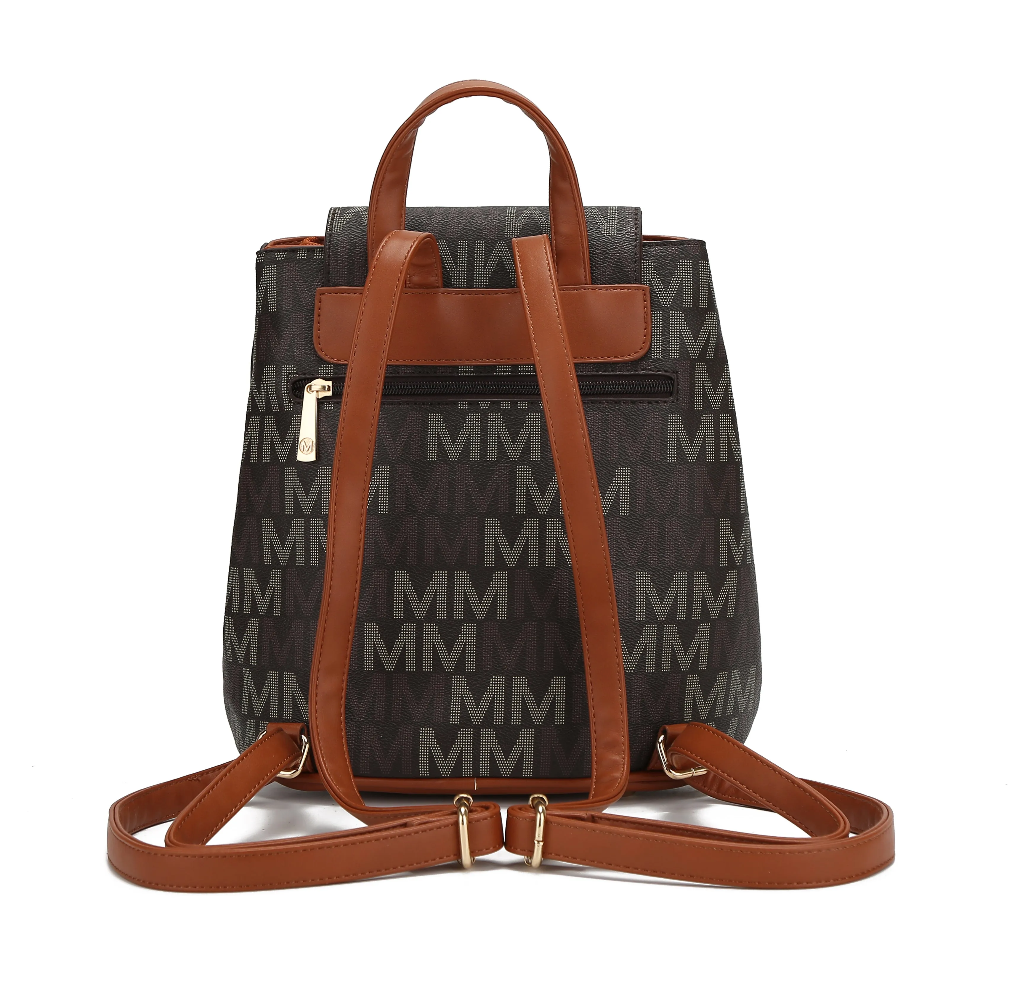 Polina M Signature With Gold Plated Chain Backpack
