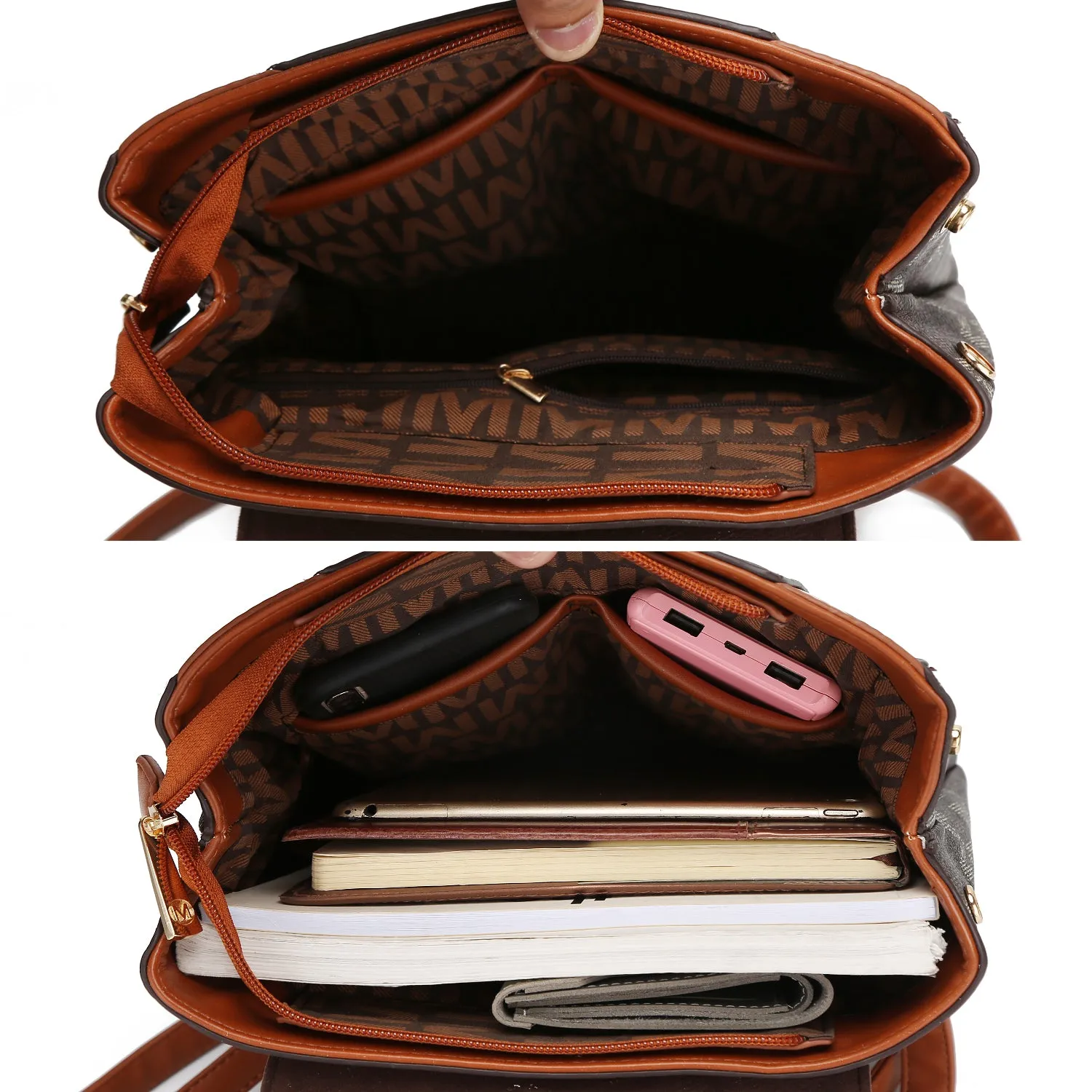 Polina M Signature With Gold Plated Chain Backpack