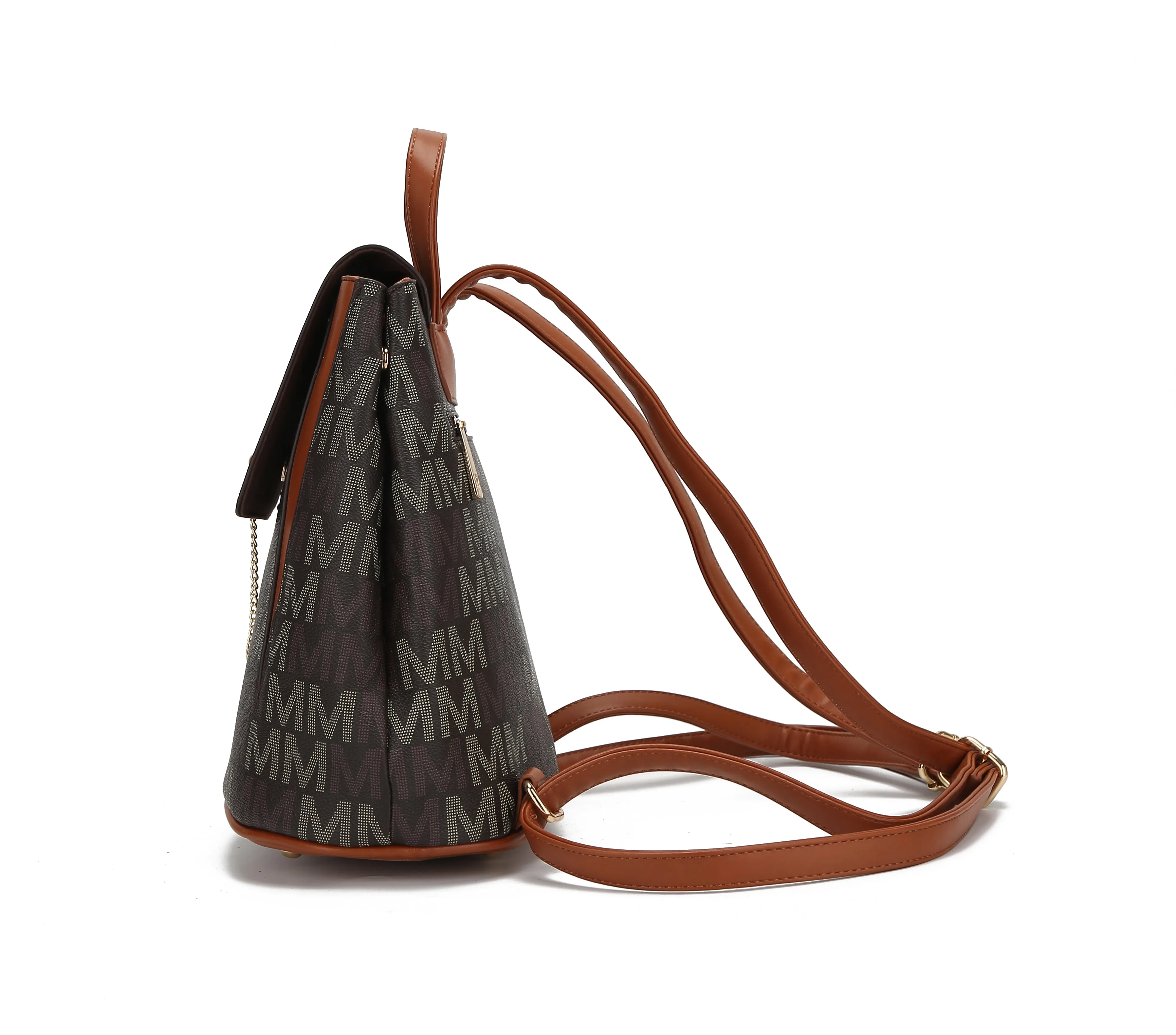 Polina M Signature With Gold Plated Chain Backpack