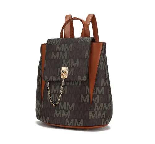 Polina M Signature With Gold Plated Chain Backpack