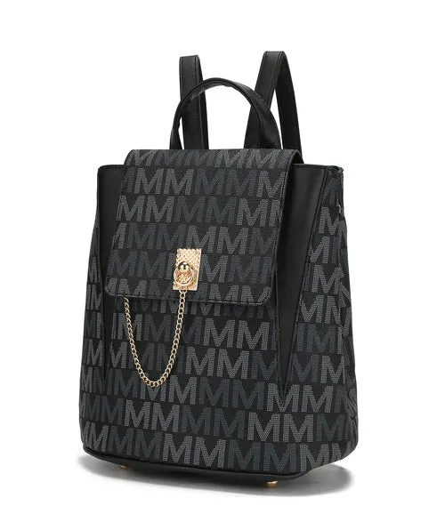 Polina M Signature With Gold Plated Chain Backpack