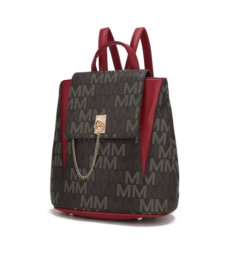 Polina M Signature With Gold Plated Chain Backpack