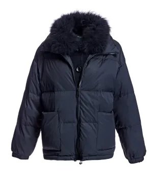 Polyblend Jacket with Cashmere Lamb Trim
