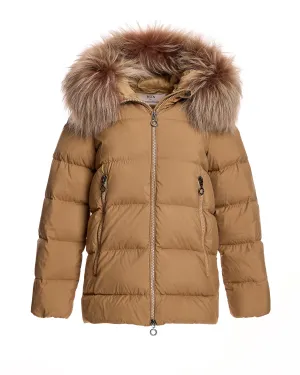 Polyester Jacket with Dyed Finn Raccoon Trimmed Hood