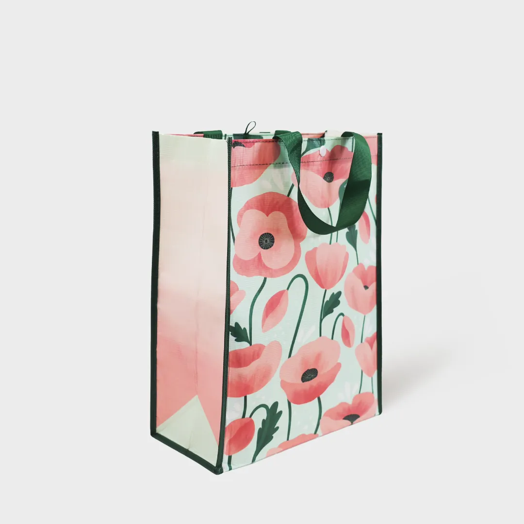 Poppy Fields | Large | Reusable Gift Bag   QR Greeting Card