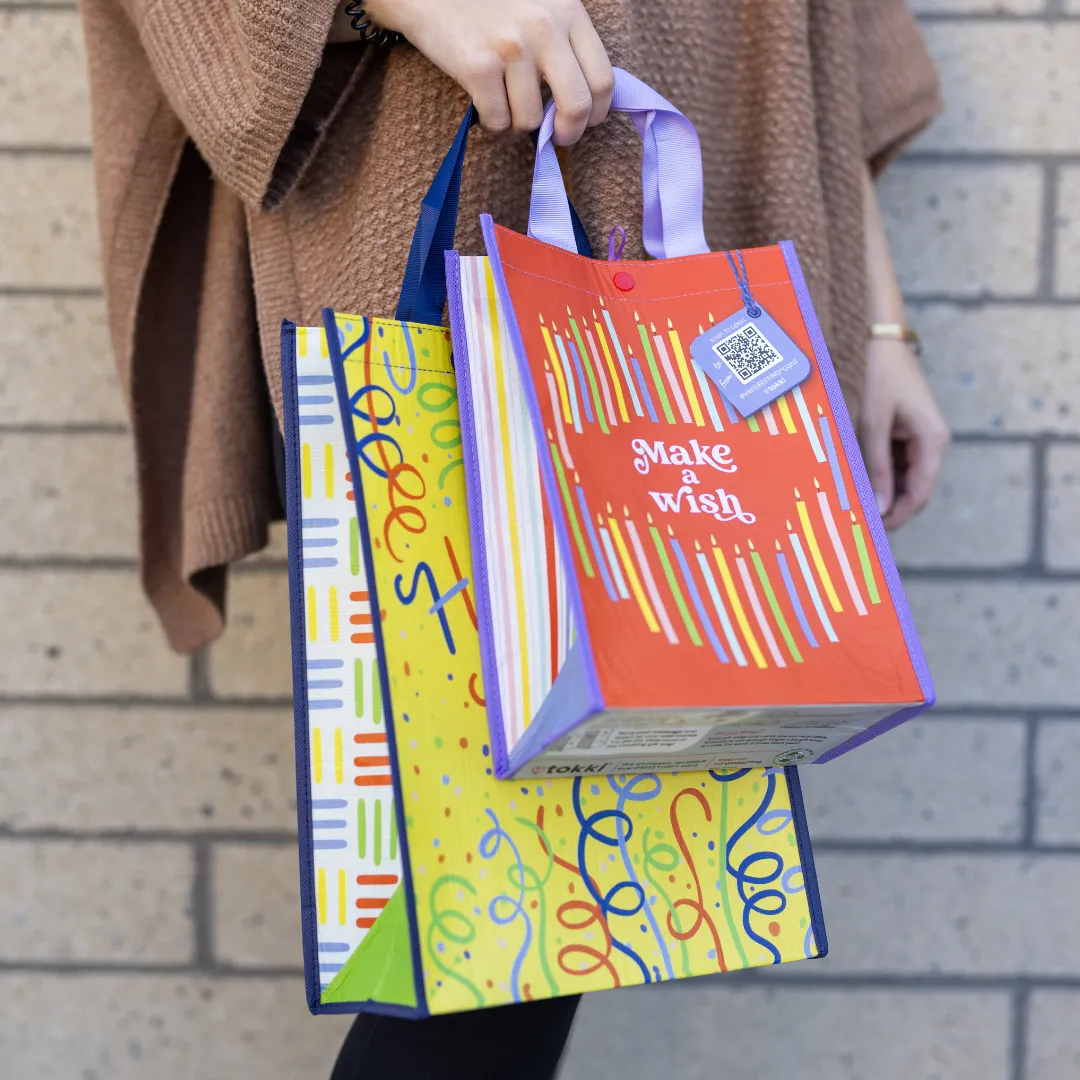 Poppy Fields | Large | Reusable Gift Bag   QR Greeting Card