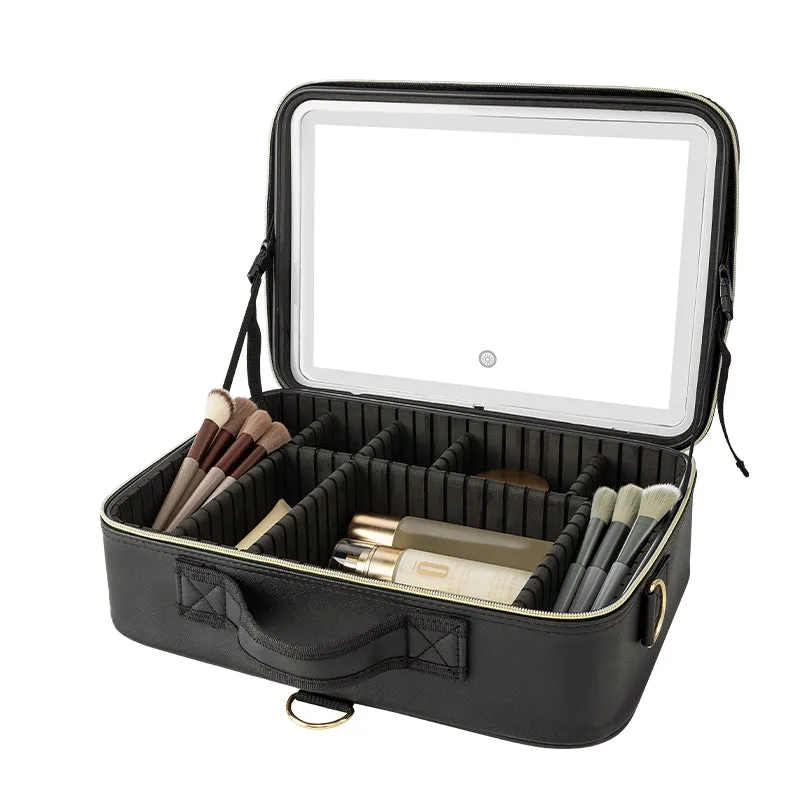 Portable Makeup Case Bag Mirror Led Light Beauty Case Travel Waterproof Make Up Bag Mirror