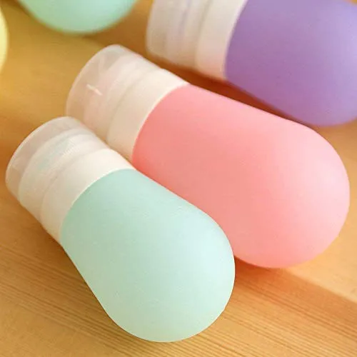 Portable Travel Bottles Set, AMMAX Leak Proof Squeezable Silicon Tubes Travel Size Toiletries Containers, TSA Carry On Approved Refillable Travel Accessories for Shampoo Liquids 4 Pack (3 fl. oz)