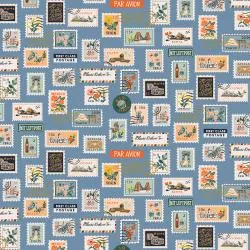 Postage Stamps in Blue Metallic  --  Bon Voyage by Rifle Paper Co. for C   Steel