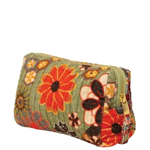 Powder 70s Kaleidoscope Quilted Velvet Vanity Bag - Sage