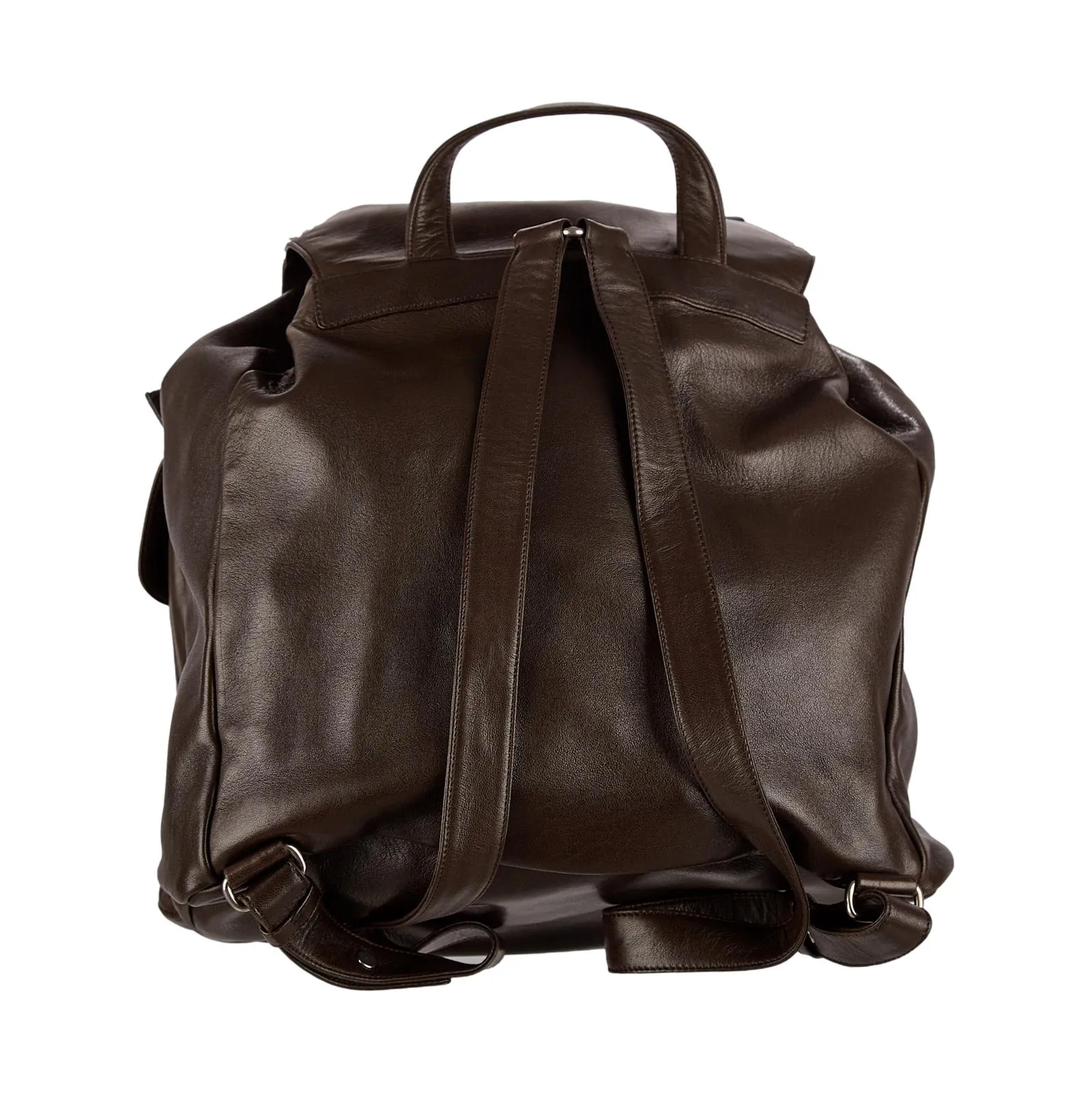 Prada Brown Leather Logo Backpack