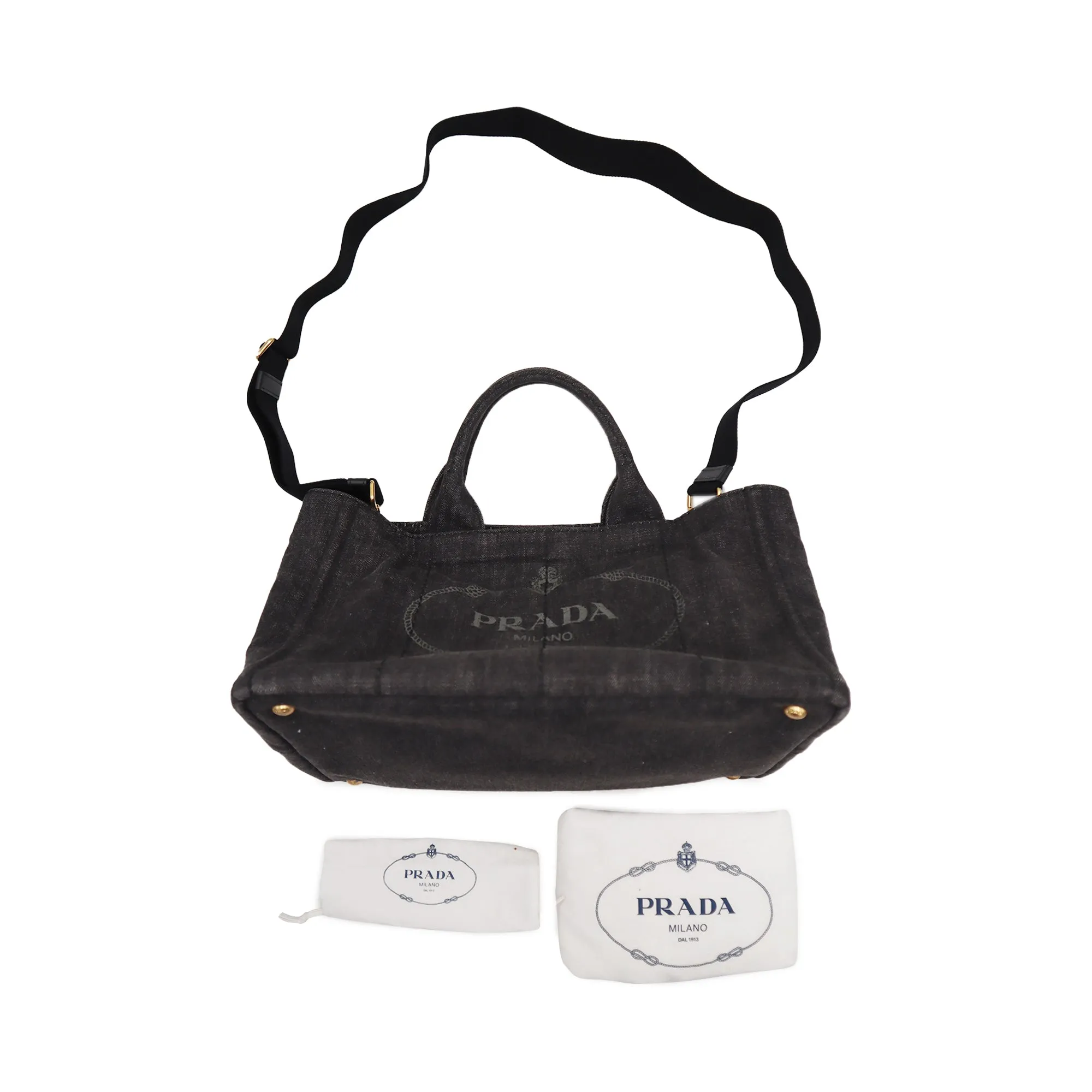 Prada Canapa Denim Convertible Tote Bag