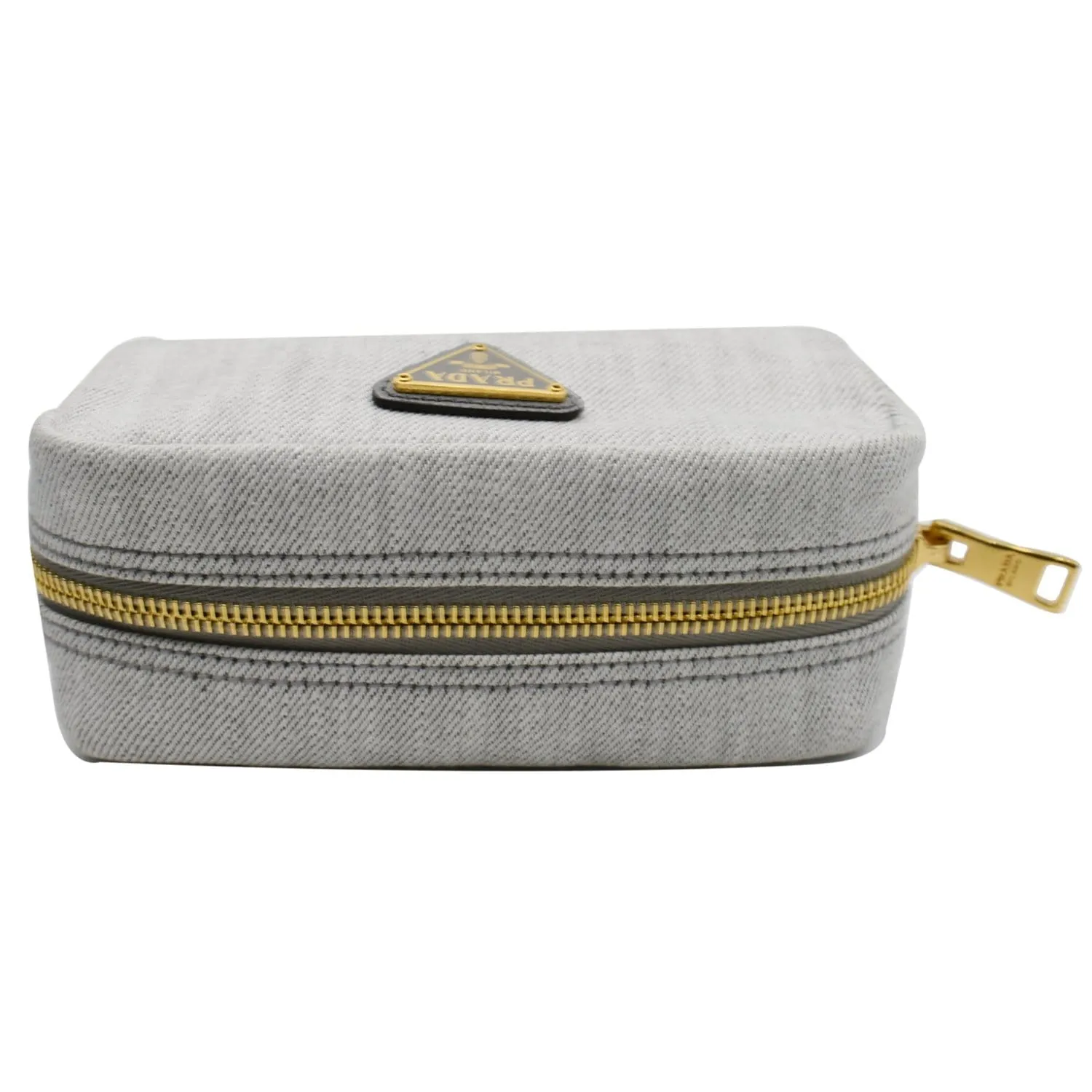PRADA Milano Denim Canvas Pouch Bag Grey - 10% OFF