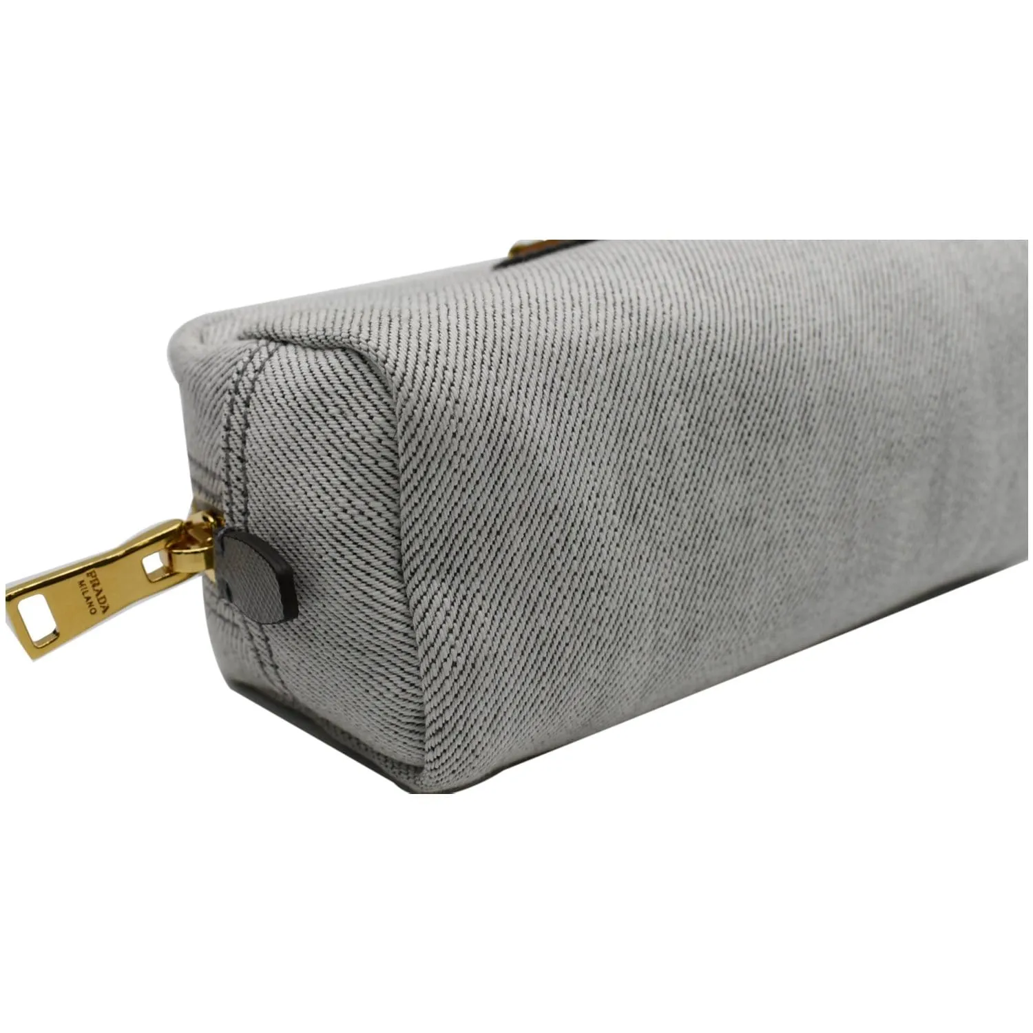 PRADA Milano Denim Canvas Pouch Bag Grey - 10% OFF