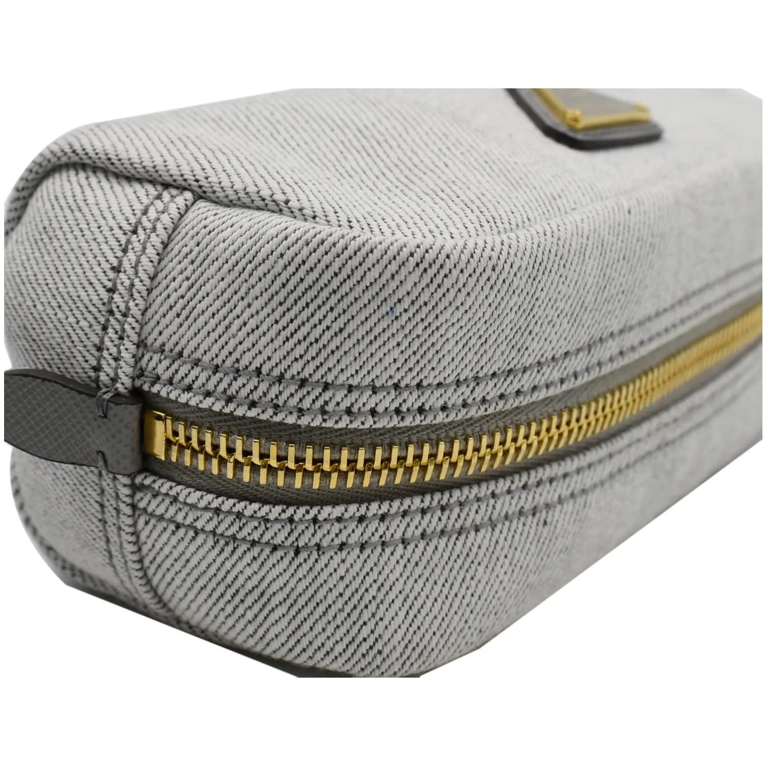 PRADA Milano Denim Canvas Pouch Bag Grey - 10% OFF