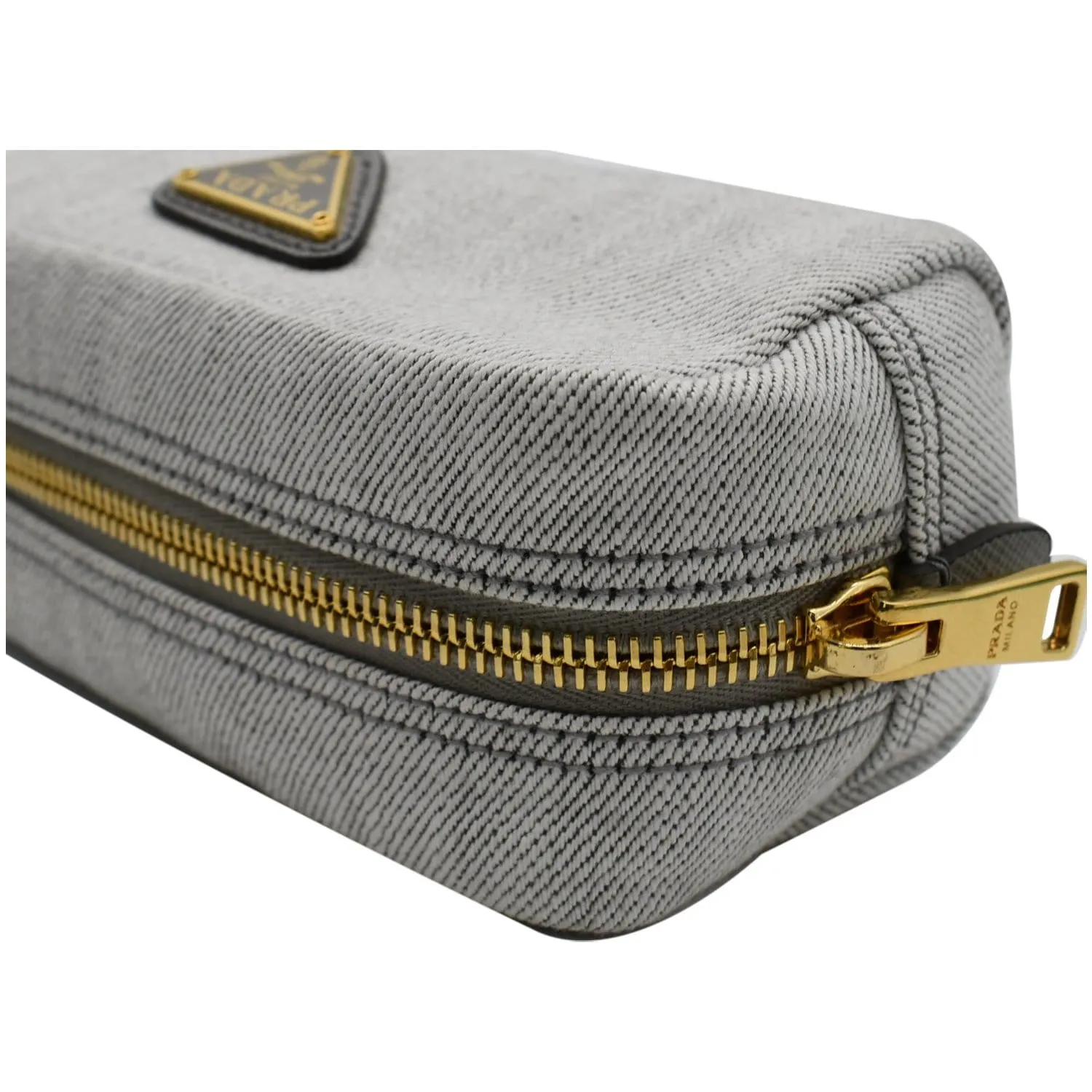 PRADA Milano Denim Canvas Pouch Bag Grey - 10% OFF