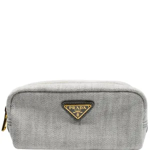 PRADA Milano Denim Canvas Pouch Bag Grey - 10% OFF