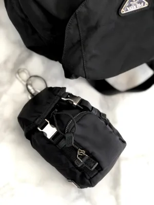 PRADA Triangle logo Backpack type Nylon Keycase Pouch 2TT061 Black Vintage Old e5w63e