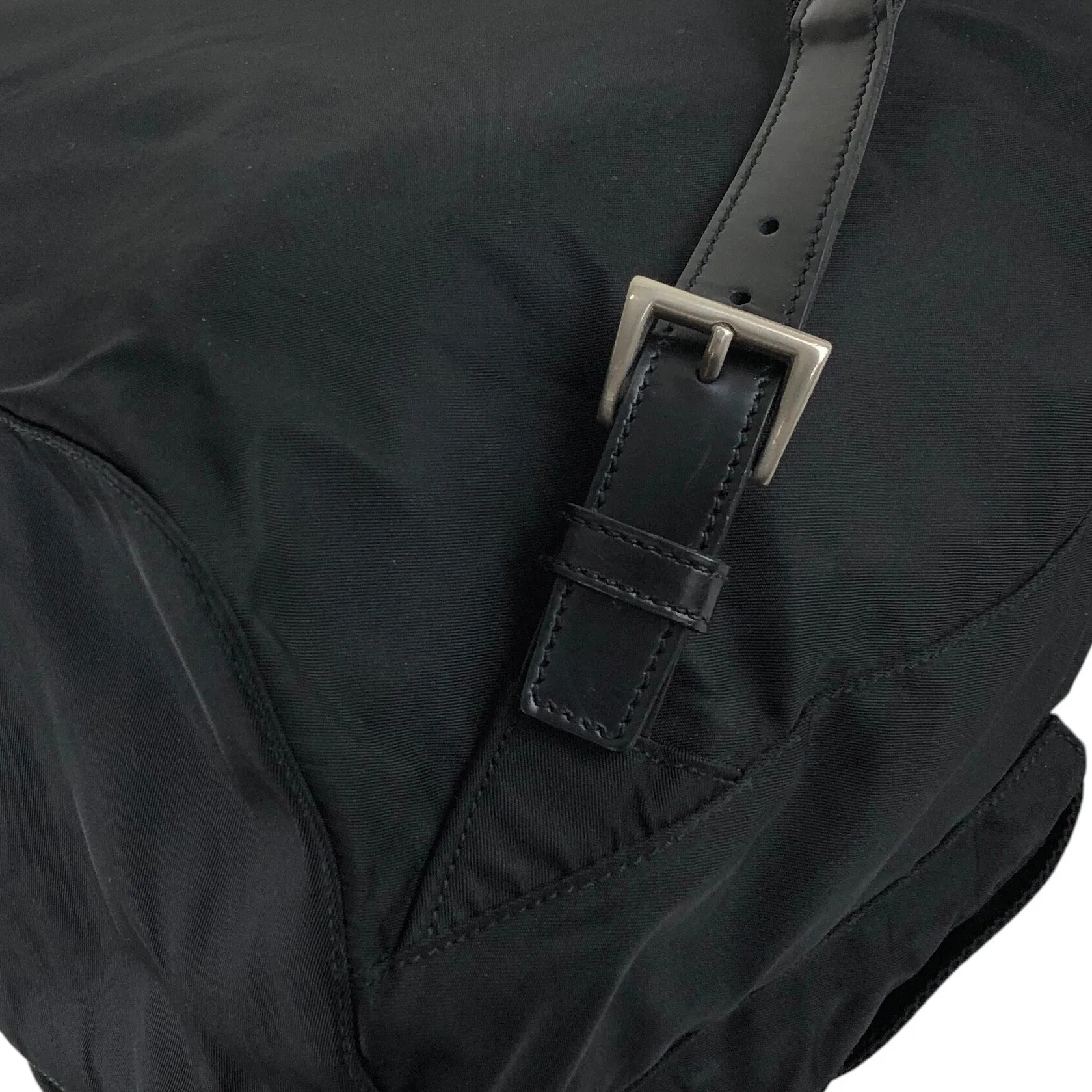 PRADA Triangle Logo Double Pocket Backpack Black Vintage sdny2f