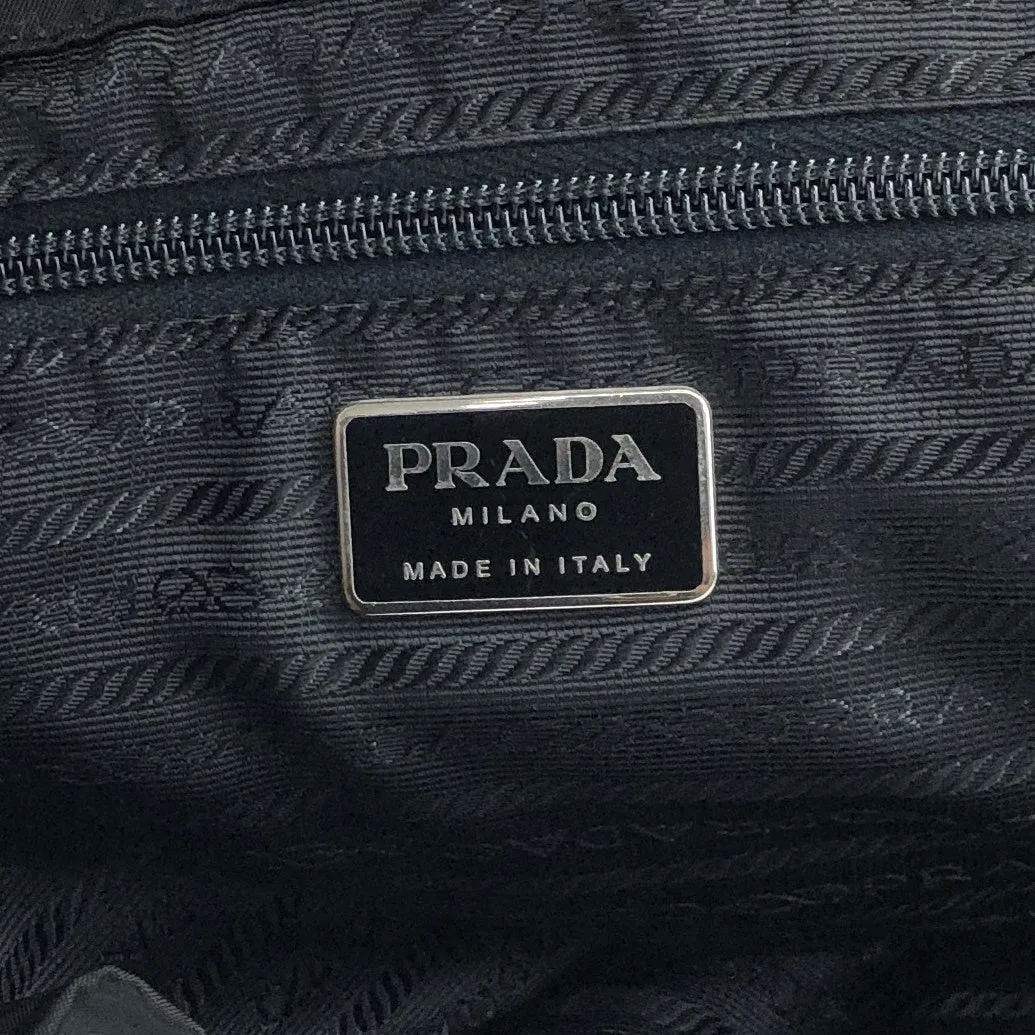 PRADA Triangle Logo Double Pocket Backpack Black Vintage sdny2f