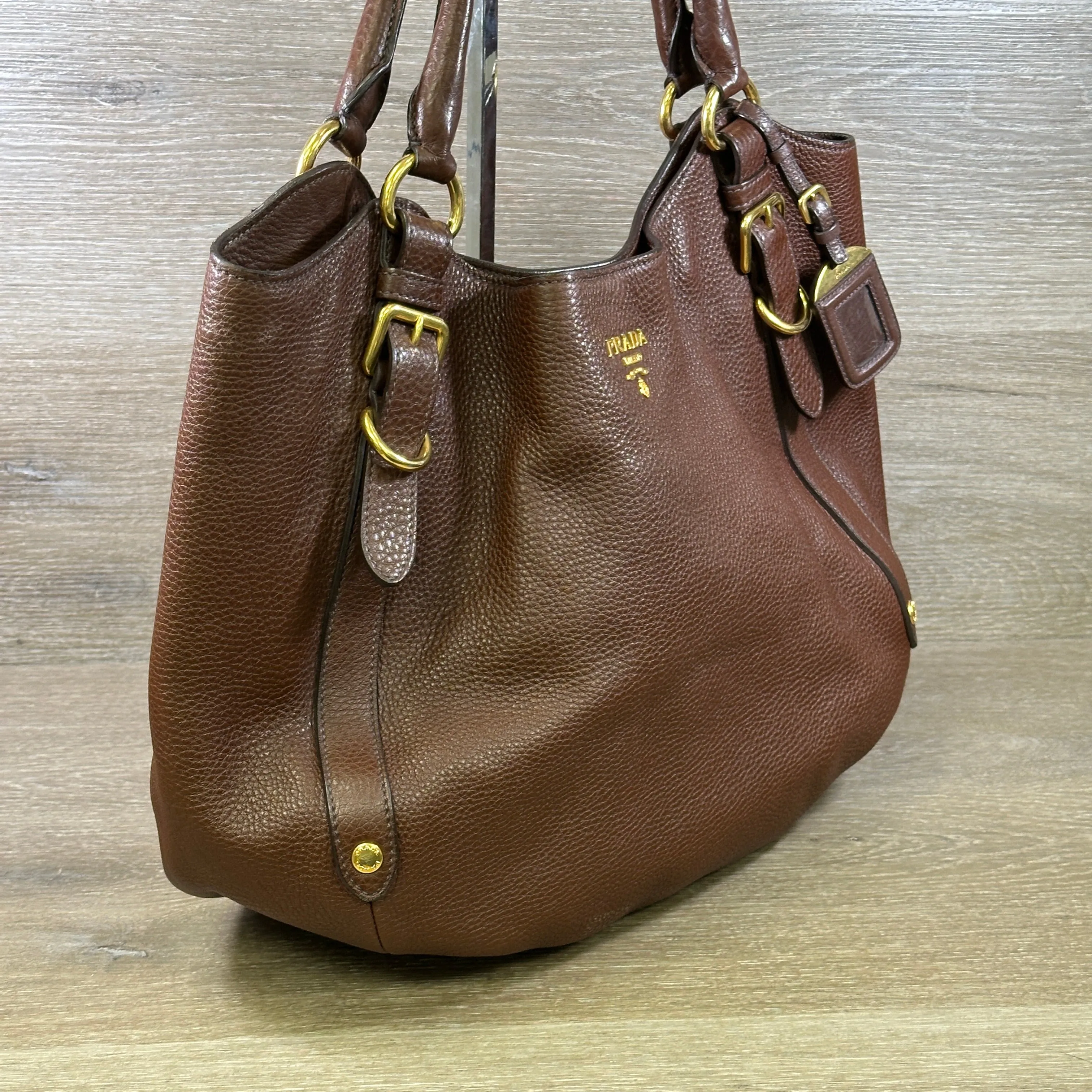 Prada Vitello Daino Hobo - Bruciato
