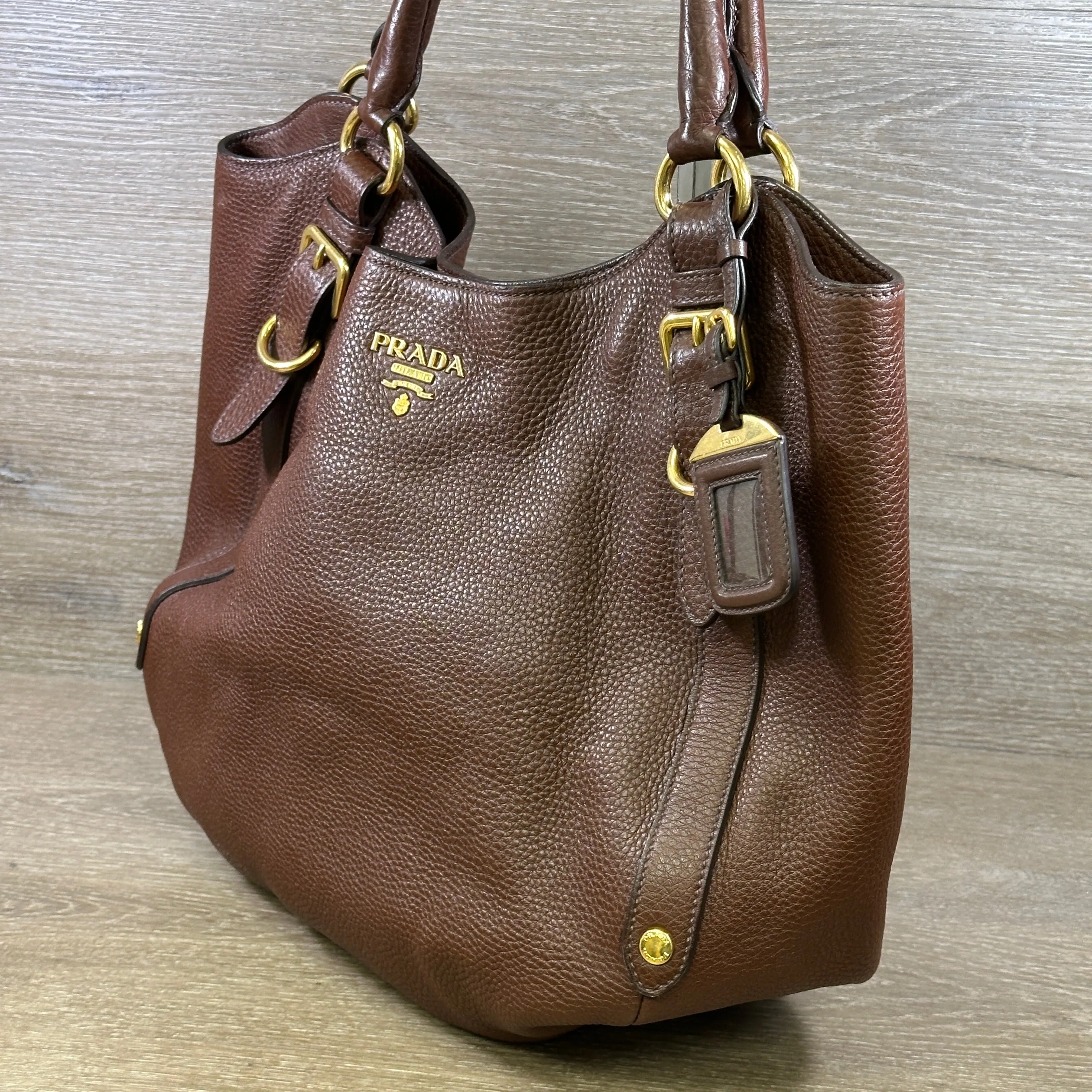 Prada Vitello Daino Hobo - Bruciato