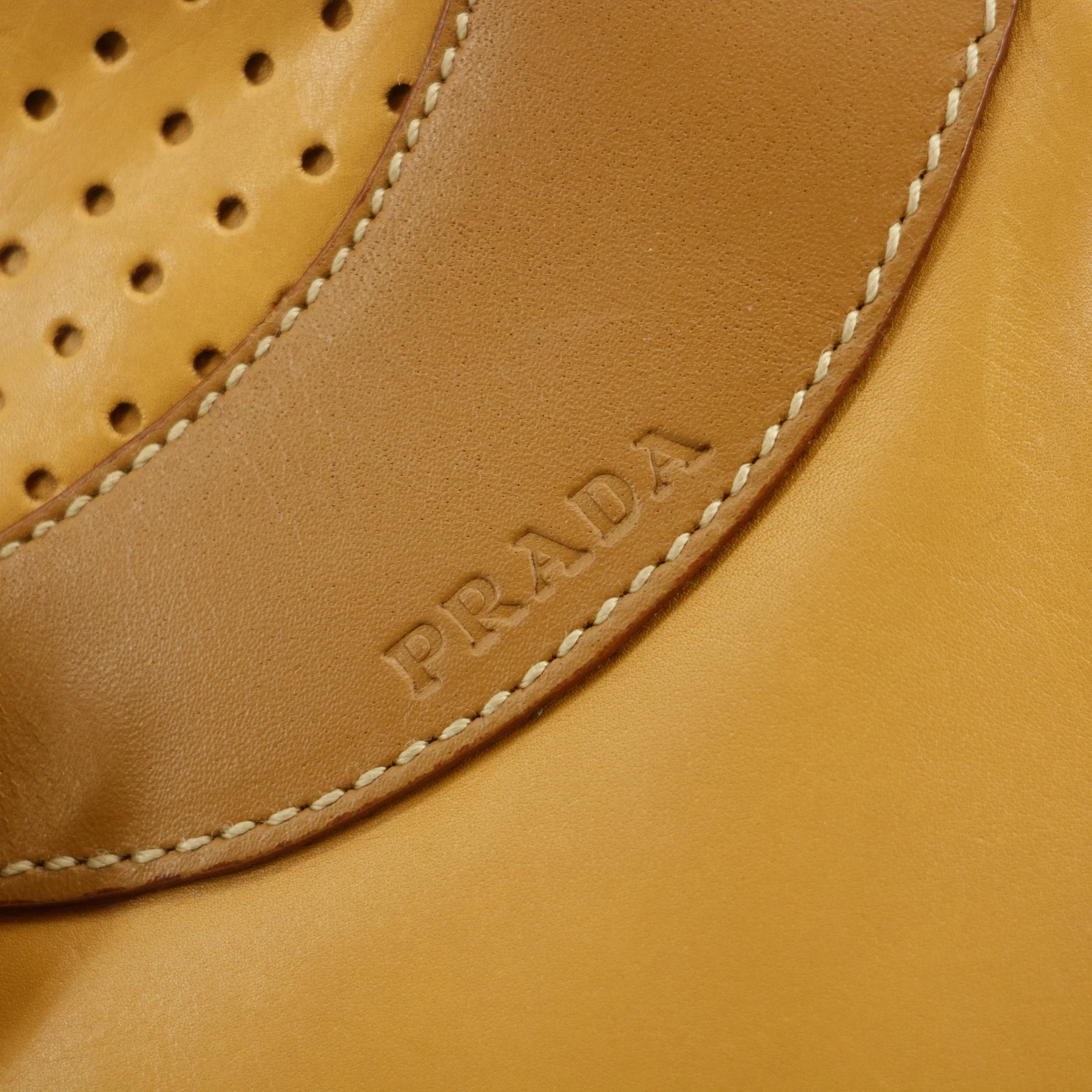 Prada Vitello Drive Perforated Bowling Bag Brown #2847