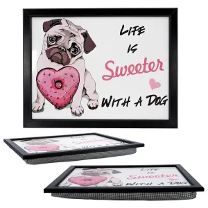 Pug Design lap Tray With Bean Bag Cushion
