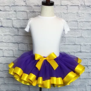 Purple Tutu / Yellow Ribbon Trim & Bow