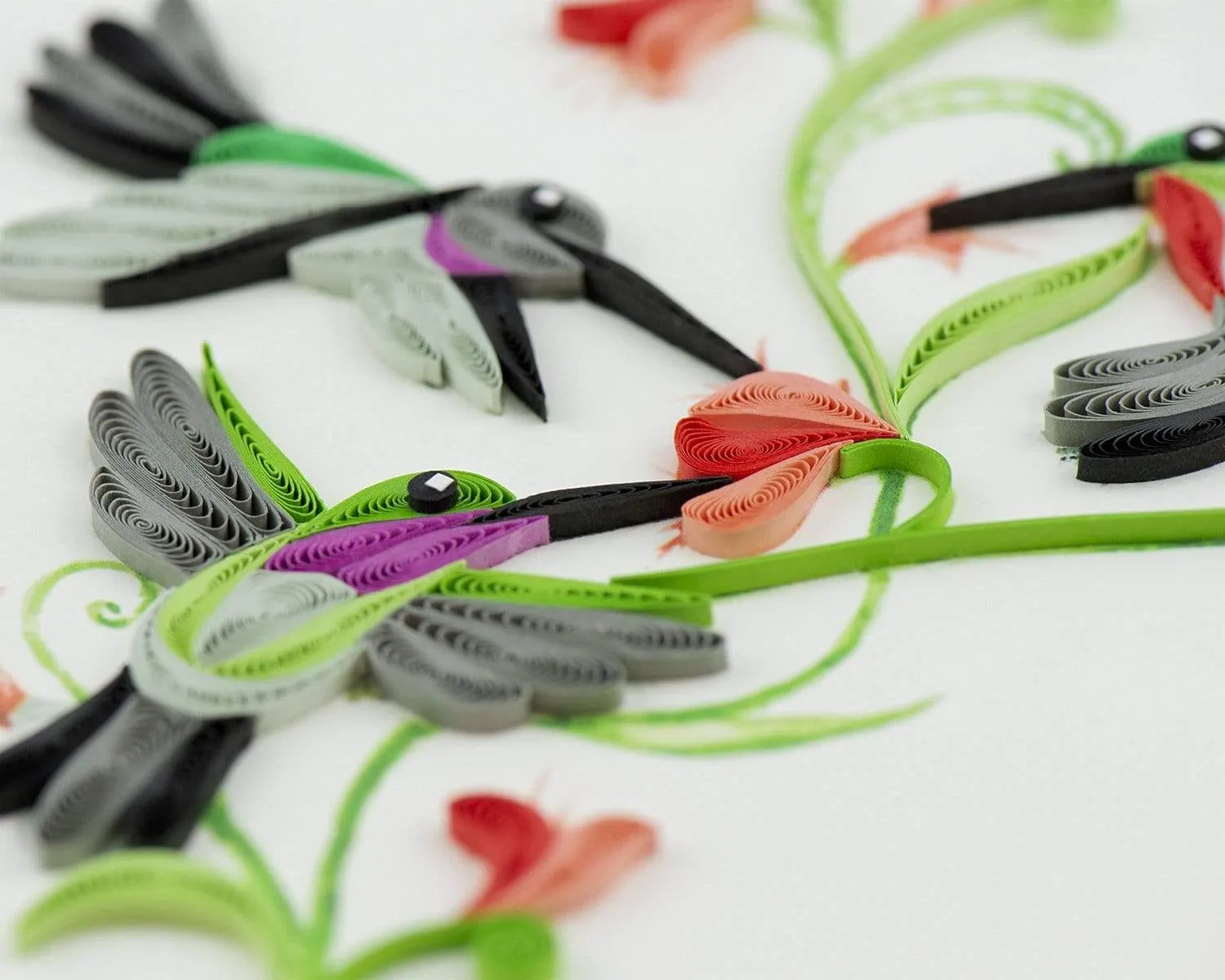 Quilled Hummingbird Trio Greeting Card