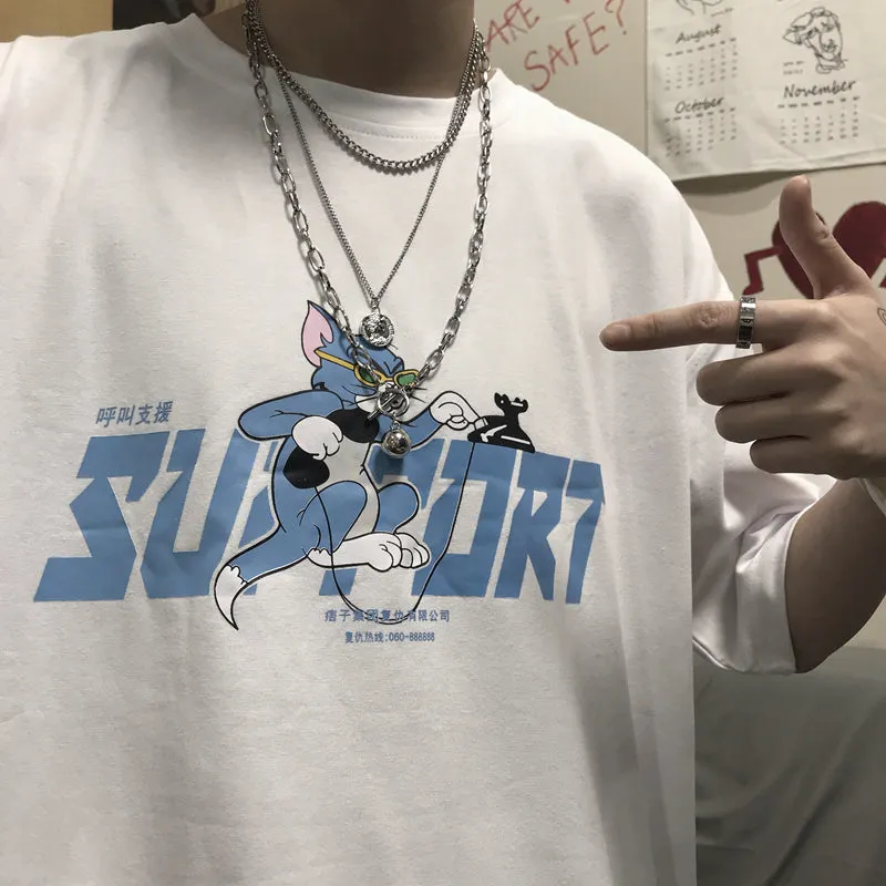 "CARTOON LETTER ROUND NECK" SHORT SLEEVE K070603