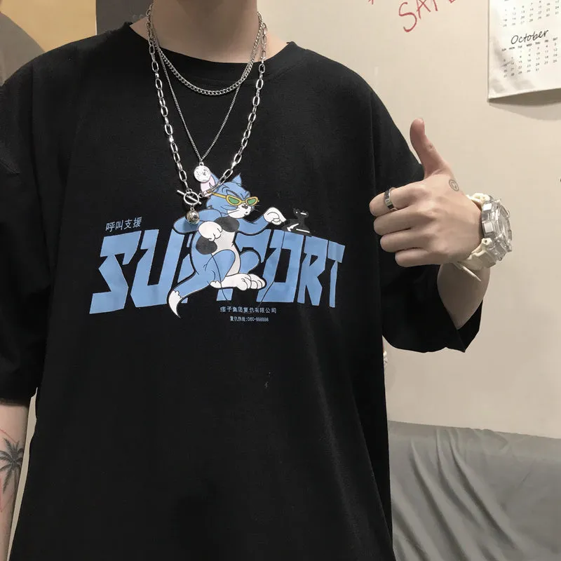 "CARTOON LETTER ROUND NECK" SHORT SLEEVE K070603