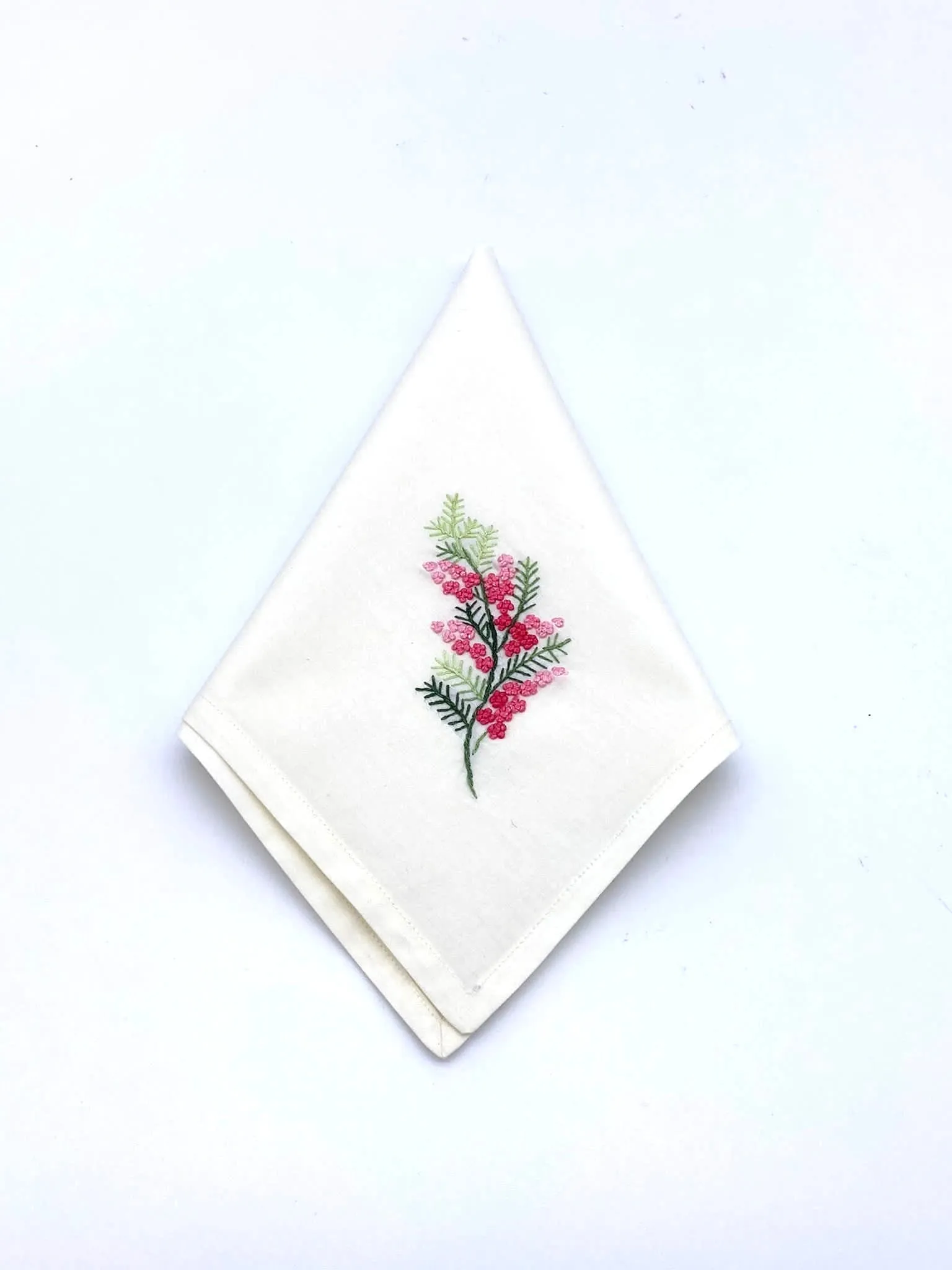 "French Knots" Ivory Cotton Napkins, 16" x  16" with simple hem