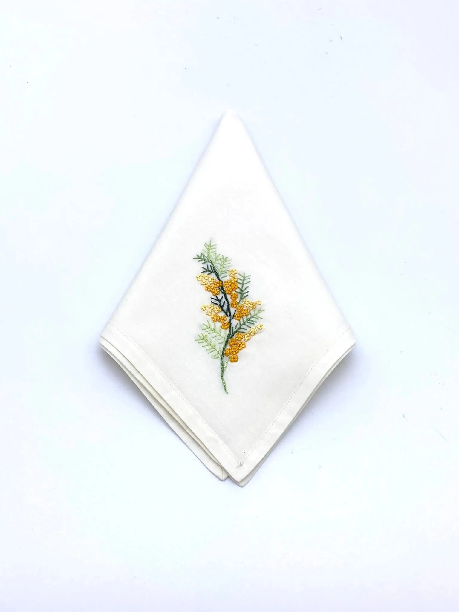 "French Knots" Ivory Cotton Napkins, 16" x  16" with simple hem