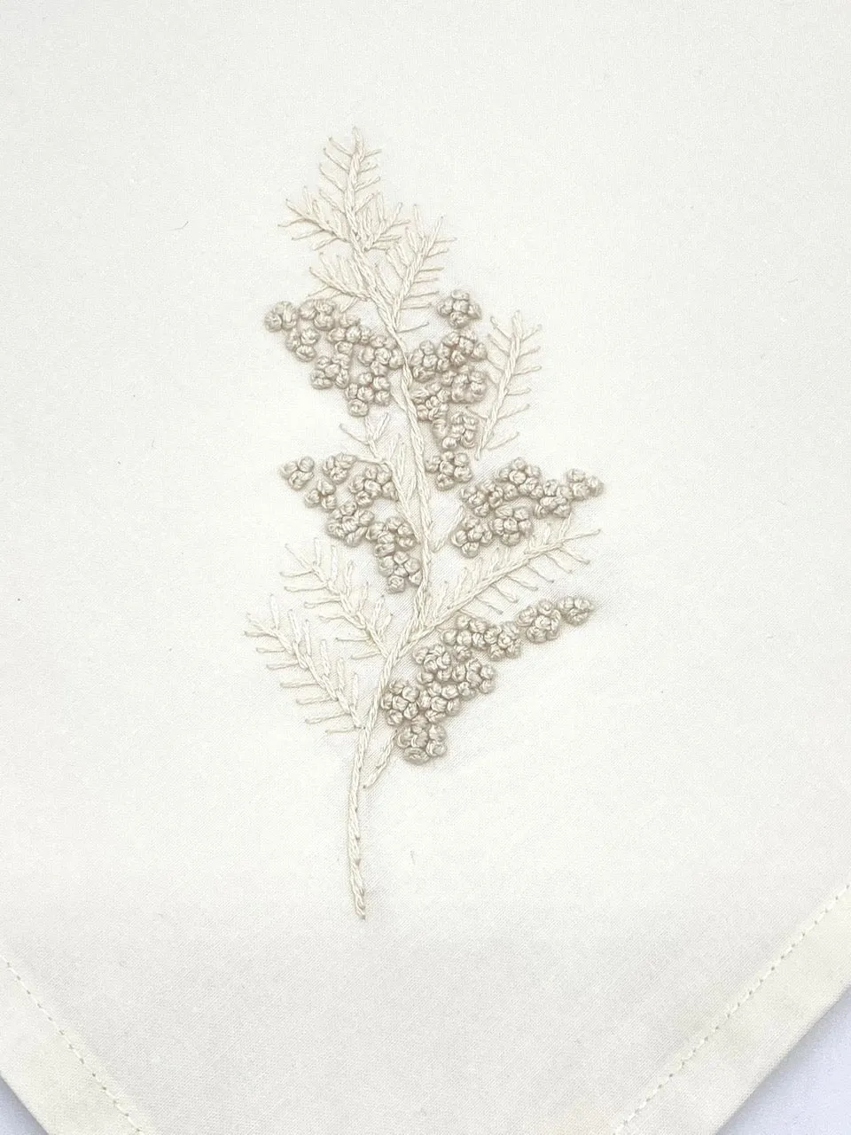 "French Knots" Ivory Cotton Napkins, 16" x  16" with simple hem