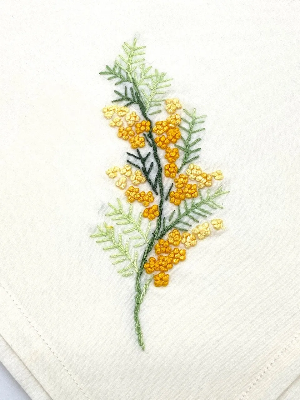 "French Knots" Ivory Cotton Napkins, 16" x  16" with simple hem