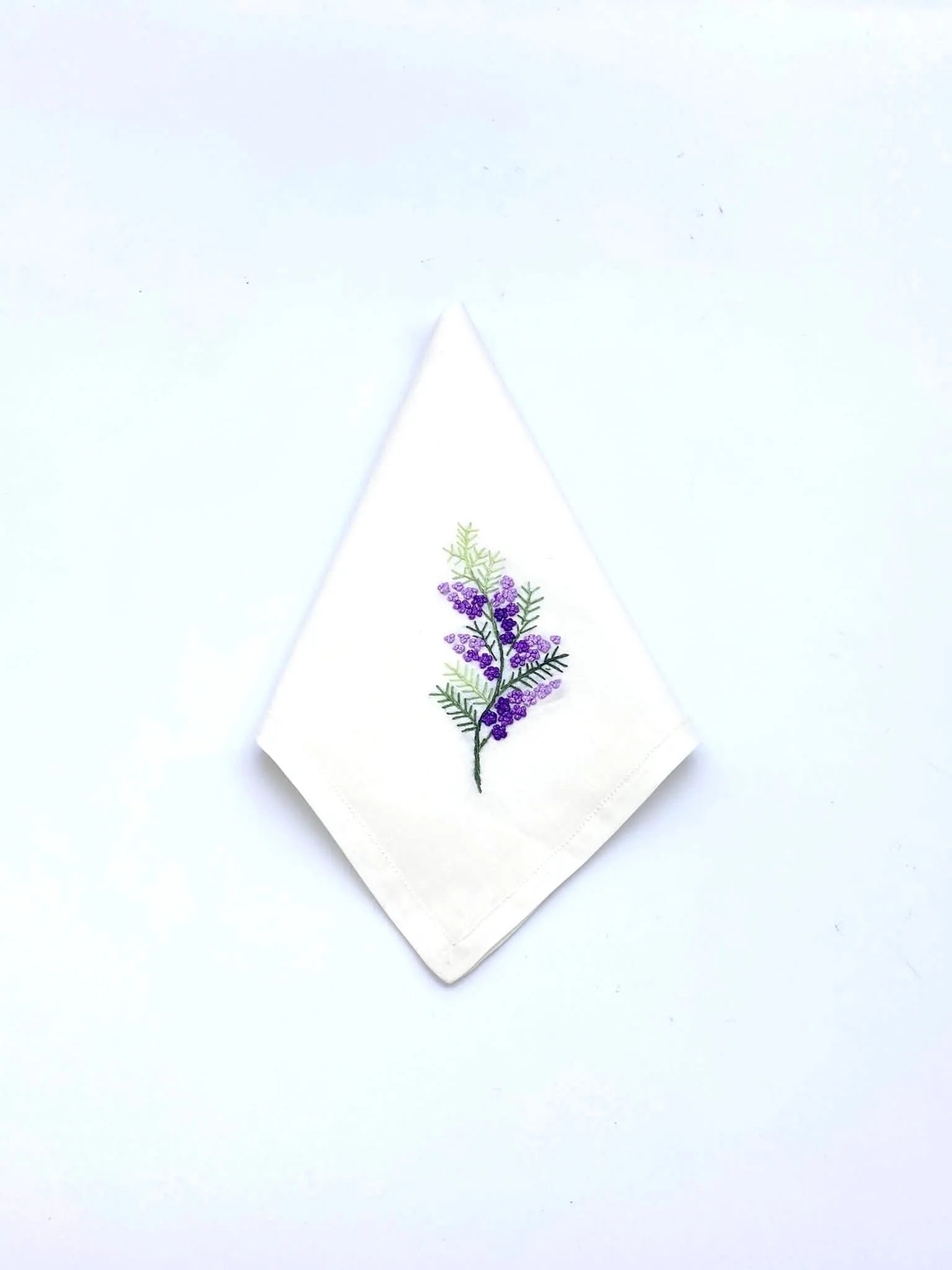 "French Knots" Ivory Cotton Napkins, 16" x  16" with simple hem