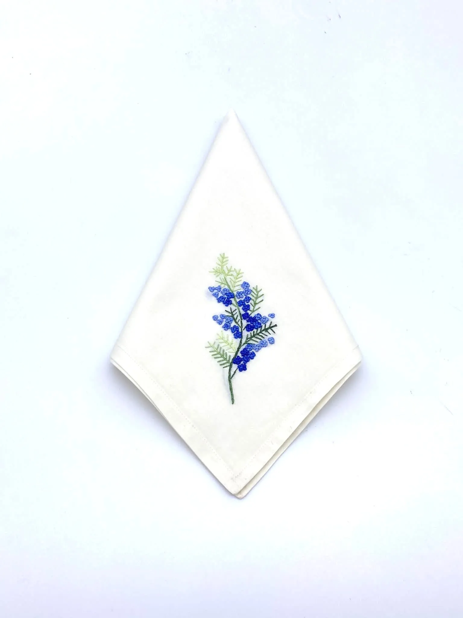 "French Knots" Ivory Cotton Napkins, 16" x  16" with simple hem