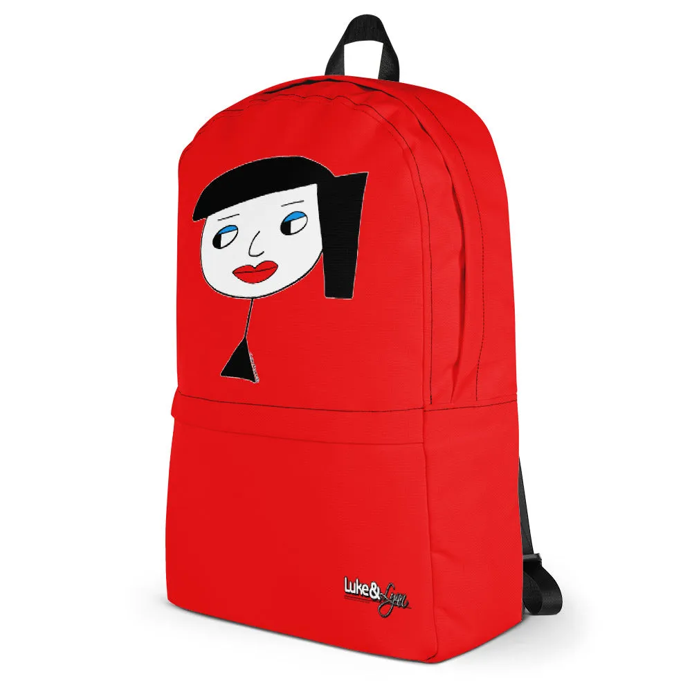 "Lynn Beauty Face" Red Backpack